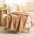 Decorative Knitted Cozy Knit Throw, Dark Caramel, 50x72" - Luxury Knitted Decorative Throw Blanket with Fringes - Default Title