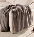 Cozy Fleece Grey Faux Fur Ultra Soft Luxury Oversized Throw Blanket 50" x 72", Grey Bisque - Super Soft Reversible Sherpa Flannel Blanket - Default Title