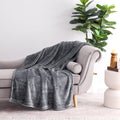 Decorative Knitted Plush Textured Heathered Soft Oversized Throw Blanket, Gray - Lightweight Plush Warm Blanket for All Seasons - Default Title