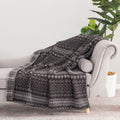 Decorative Knitted Berkshire Life Reversible Printed Hampshire Soft Throw Blanket, Glacier Fair Isle - Luxury Knitted Decorative Throw Blanket with Fringes - Default Title