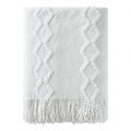 Super Soft Flannel Fluffy Chenille Knitted Fringe Throw Blanket, Lightweight Soft Cozy Bed Sofa Chair Blanket, White, 50" x 60" - Luxury Knitted Decorative Throw Blanket with Fringes - Default Title