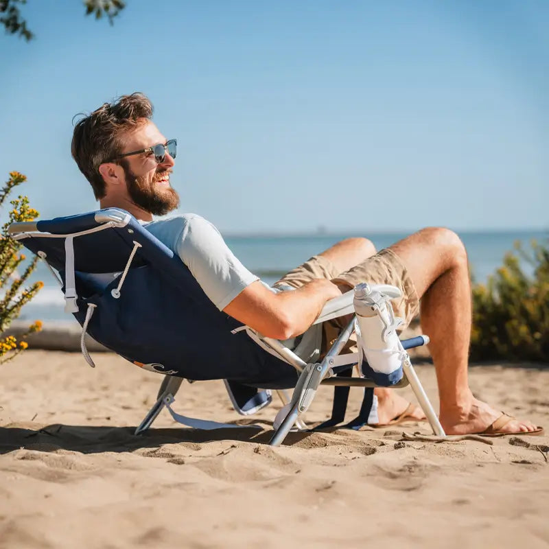 Reclining Beach Backpack Beach Chair - Choice 709 - Low-Profile Reclining Beach Chair with Backpack Straps Detail