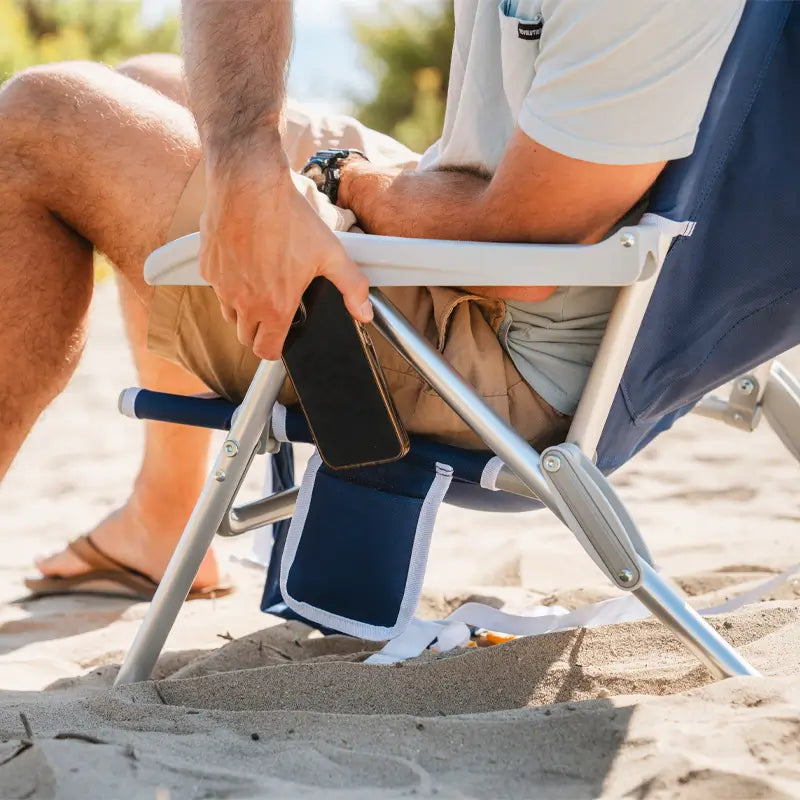 Reclining Beach Backpack Beach Chair - Choice 709 - Low-Profile Reclining Beach Chair with Backpack Straps Detail