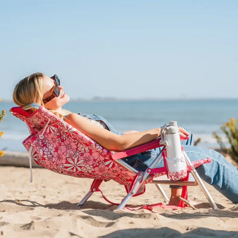 Reclining Beach Backpack Beach Chair - Choice 709 - Low-Profile Reclining Beach Chair with Backpack Straps Detail