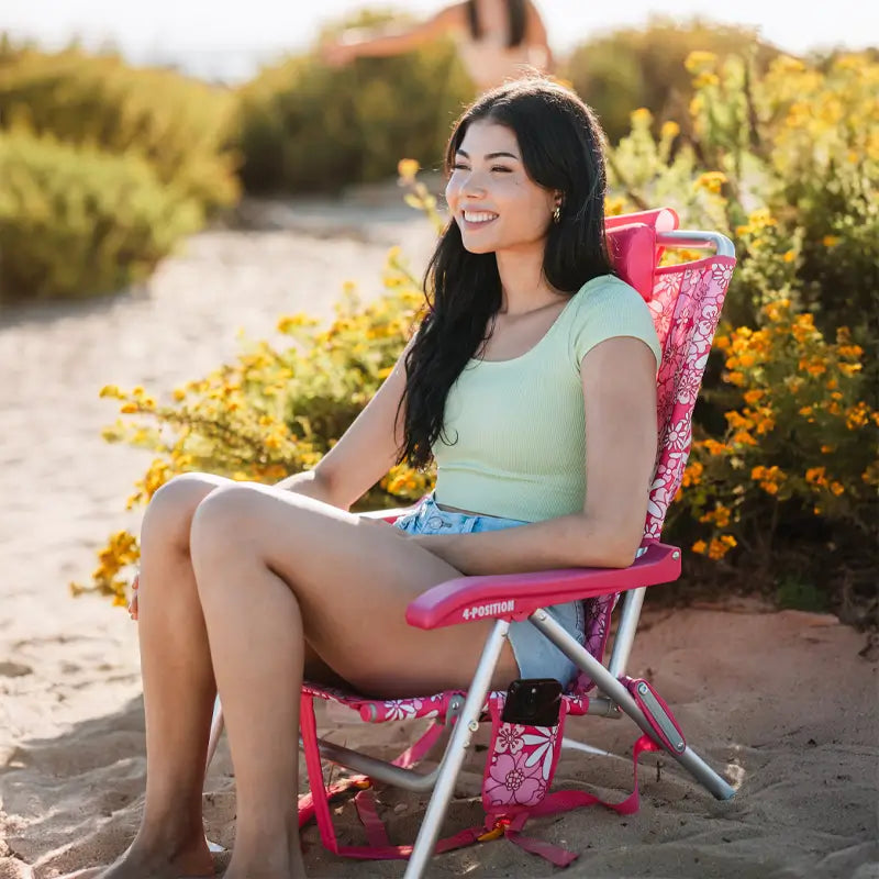 Reclining Beach Backpack Beach Chair - Choice 709 - Low-Profile Reclining Beach Chair with Backpack Straps Detail