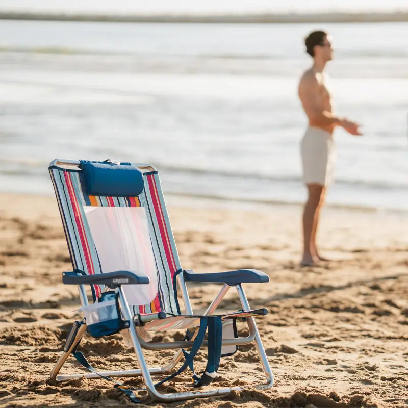 Reclining Beach Backpack Beach Chair - Choice 709 - Low-Profile Reclining Beach Chair with Backpack Straps Detail