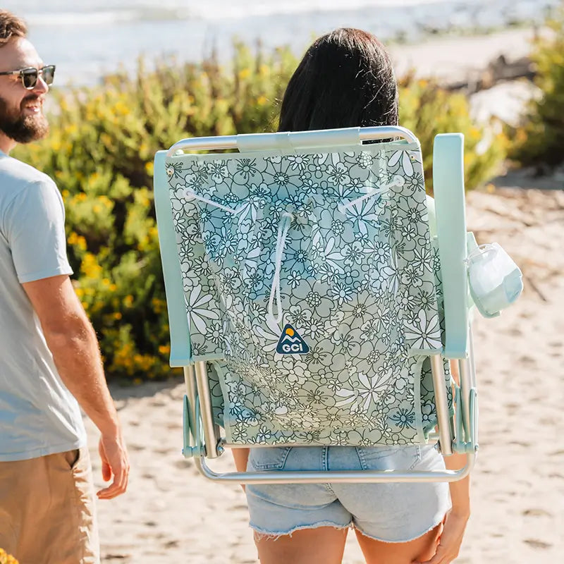 Reclining Beach Backpack Beach Chair - Choice 709 - Low-Profile Reclining Beach Chair with Backpack Straps Detail