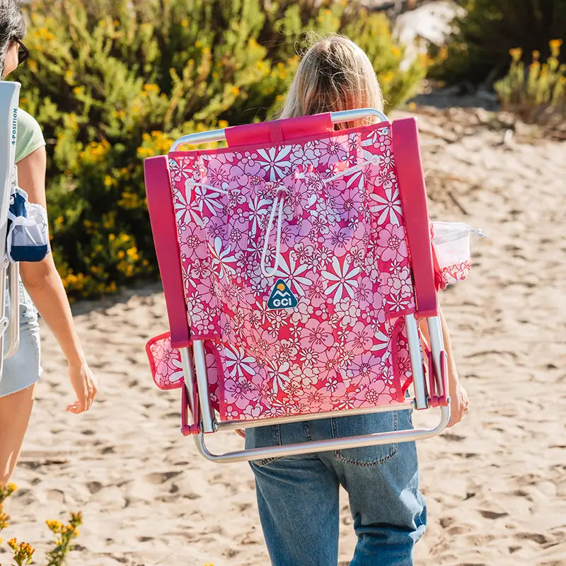 Reclining Beach Backpack Beach Chair - Choice 709 - Low-Profile Reclining Beach Chair with Backpack Straps Detail