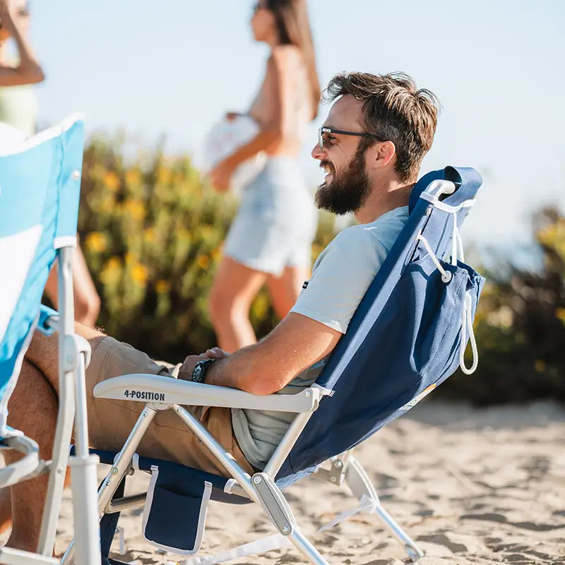 Reclining Beach Backpack Beach Chair - Choice 709 - Low-Profile Reclining Beach Chair with Backpack Straps Detail