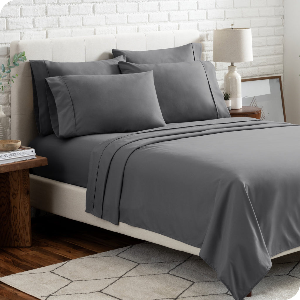 Premium Egyptian Cotton Luxury Bed Sheet Set- 6 Piece - Queen, Gray - Cooling Hotel Quality Bedding Sheets and Pillowcases - Default Title