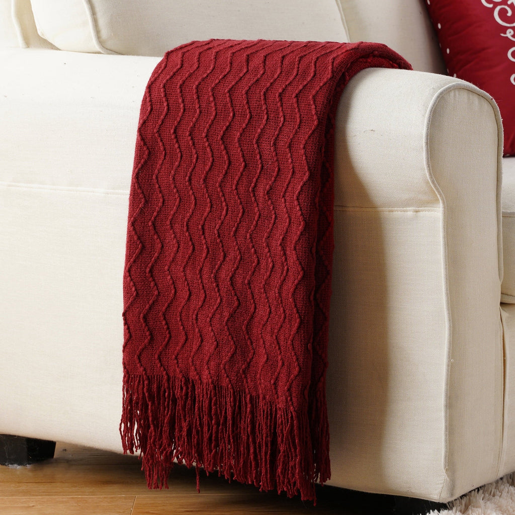 Super Soft Flannel Dark Red Blanket for Couch,Burgundy Knit Throw Blanket for Bedroom,Christmas Throw,50"x60" - Cozy Fleece Throw Blanket for Couch & Bed - Default Title