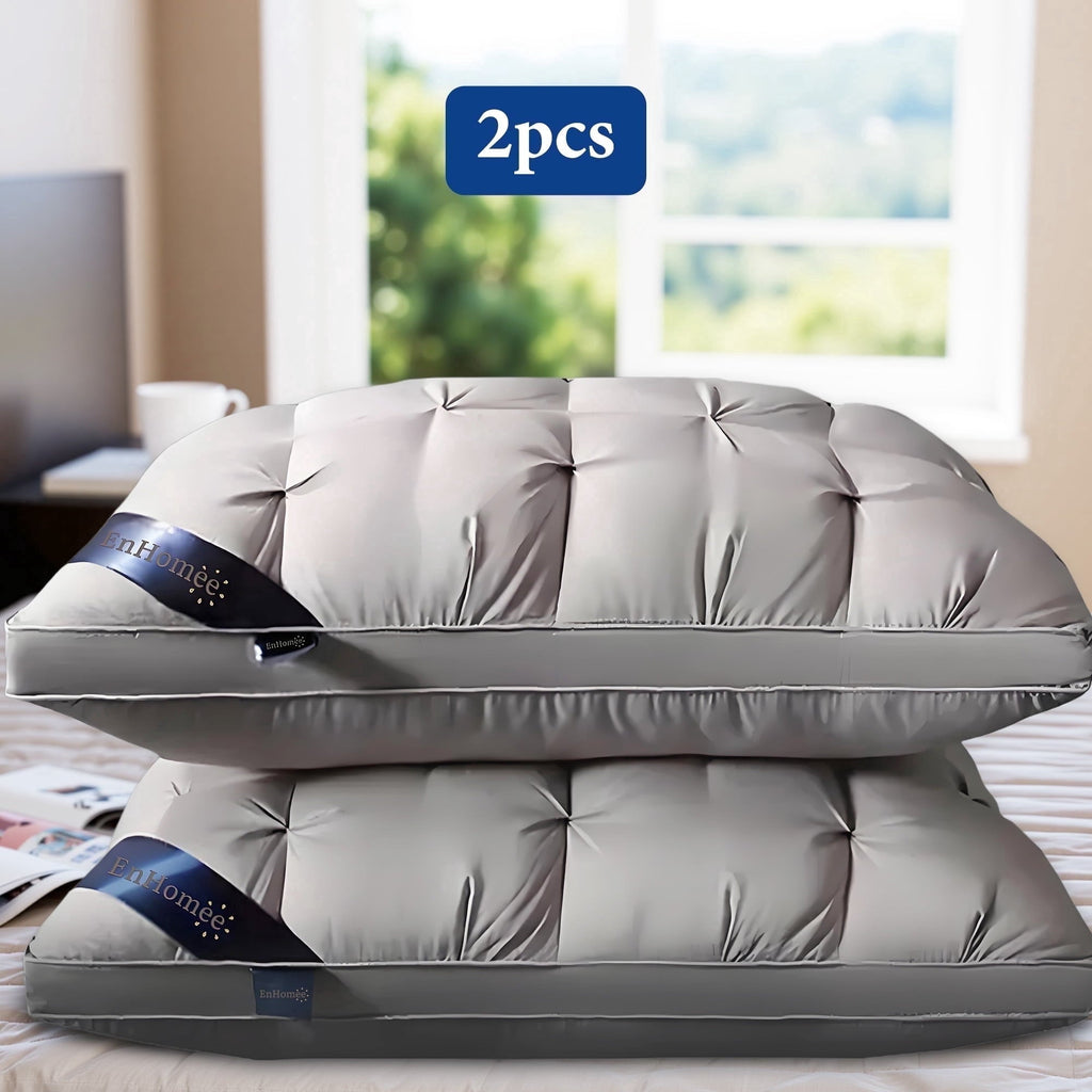 Decorative Plump 2-Pack Luxurious Hotel-Quality ,Resistant to Flattening, All-Season,Gray - Orthopedic Shredded Foam Bed Pillow Set - Default Title