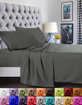 Wrinkle-Resistant 4 Pieces Bed Sheet set Flat,Fitted,Pillowcase , Queen Grey - Breathable Egyptian Cotton Flat & Fitted Sheets - Default Title