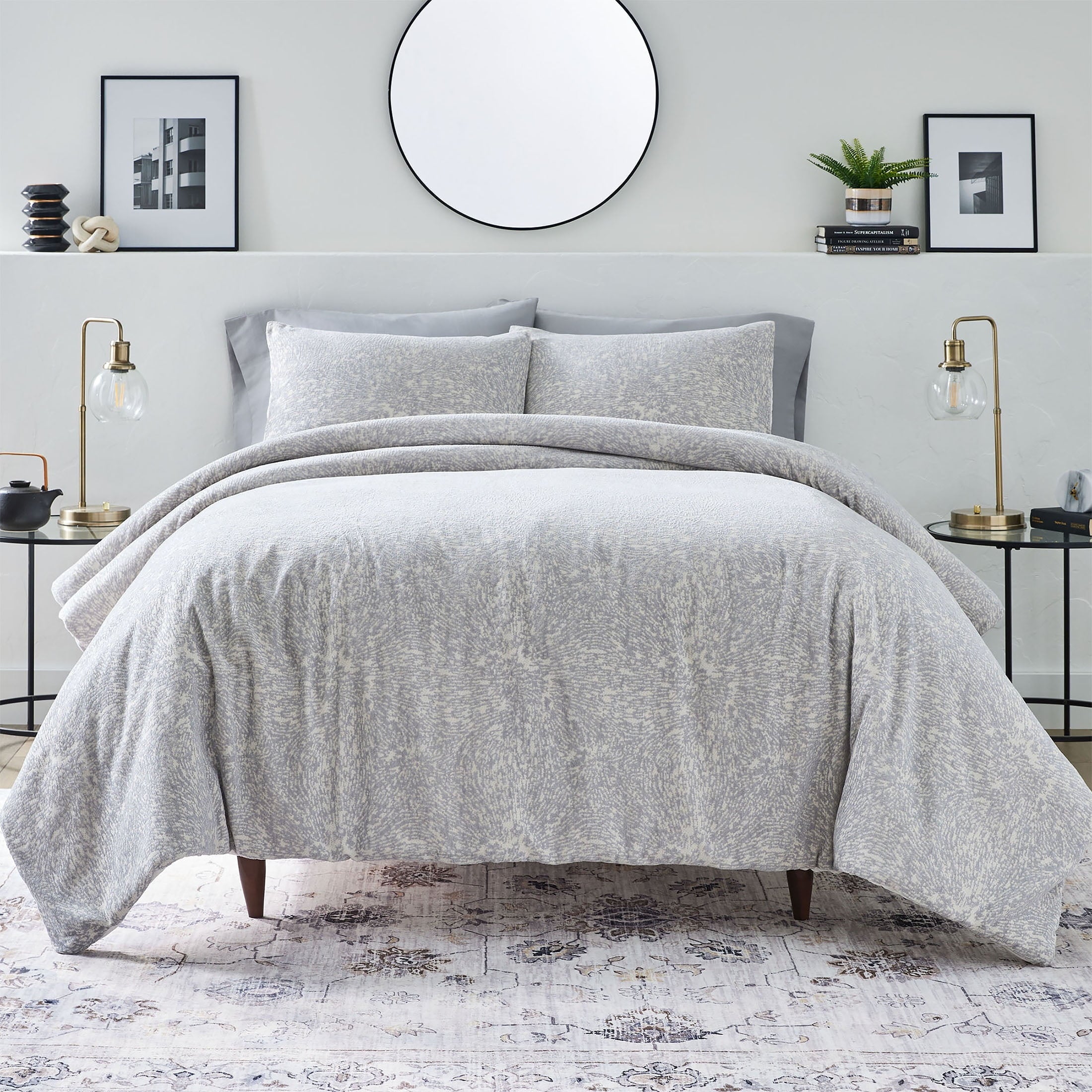 Luxurious Quilted Better Homes & Garden Grey Chenille 3-Piece Comforter Set, Full/Queen, All Ages - Luxurious Quilted Duvet Cover Set - Default Title