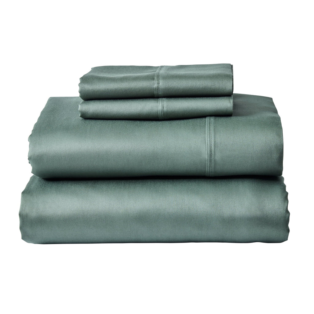 Premium Egyptian Cotton 4-Piece 300 Thread Count Green Ash Cotton Sateen Bed Sheet Set, Cali King - Breathable Egyptian Cotton Flat & Fitted Sheets - Default Title