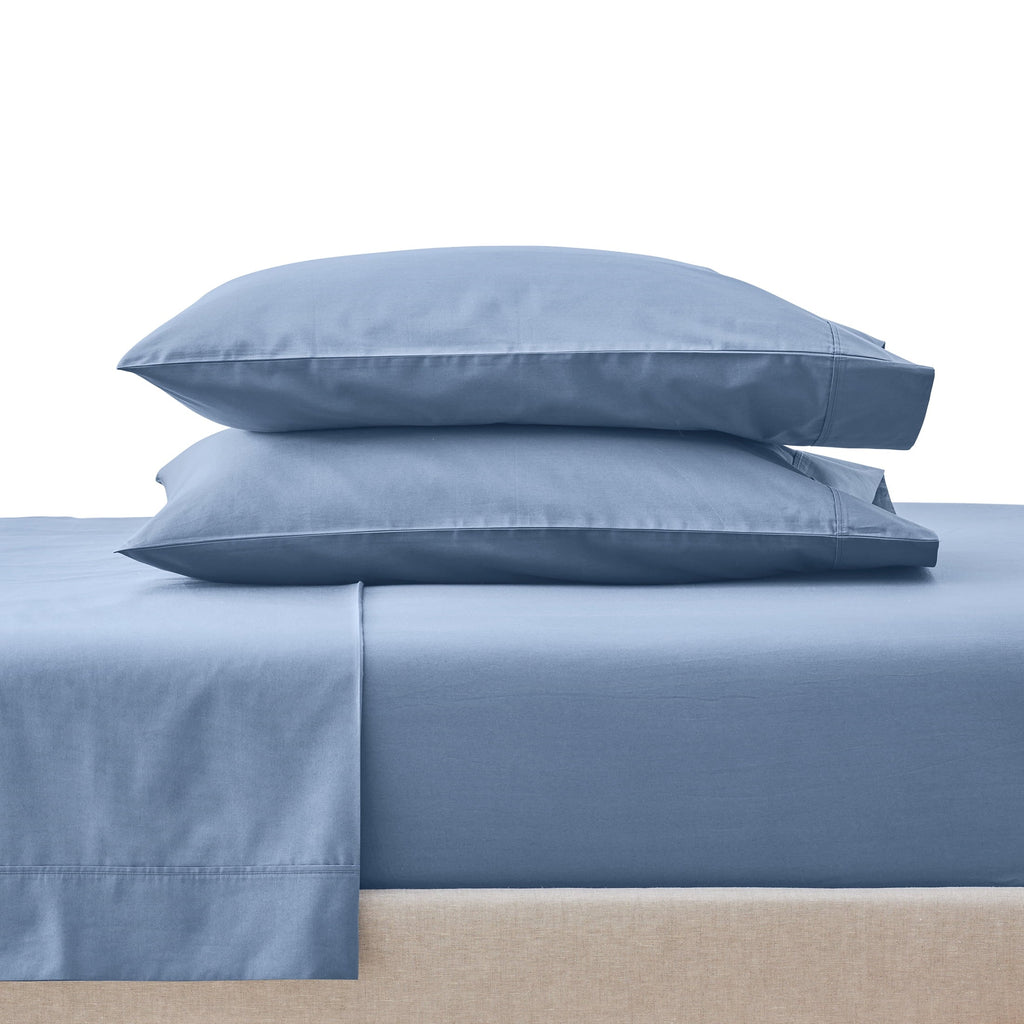 Premium Egyptian Cotton Cool & Crisp 3-Piece 300 Thread Count Blue Water Cotton Percale Sheet Set, Twin - Breathable Egyptian Cotton Flat & Fitted Sheets - Default Title