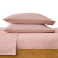 Cooling Sateen 300 Thread Count Cotton Percale 3-Piece Antique Blush Bed Sheet Set, Twin - Breathable Egyptian Cotton Flat & Fitted Sheets - Default Title