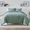 Luxurious Quilted 3-Piece Sage Floral Comforter Set, Full/Queen - All-Season Down Alternative Comforter Insert - Default Title