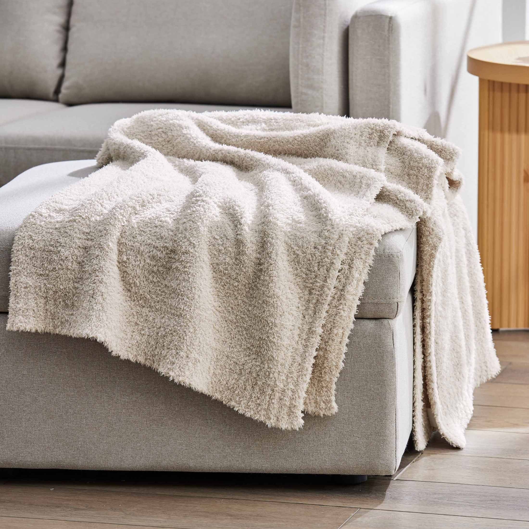 Lightweight Warm Beige Cozy Knit Throw, 50" x 72" - Cozy Fleece Throw Blanket for Couch & Bed - Default Title