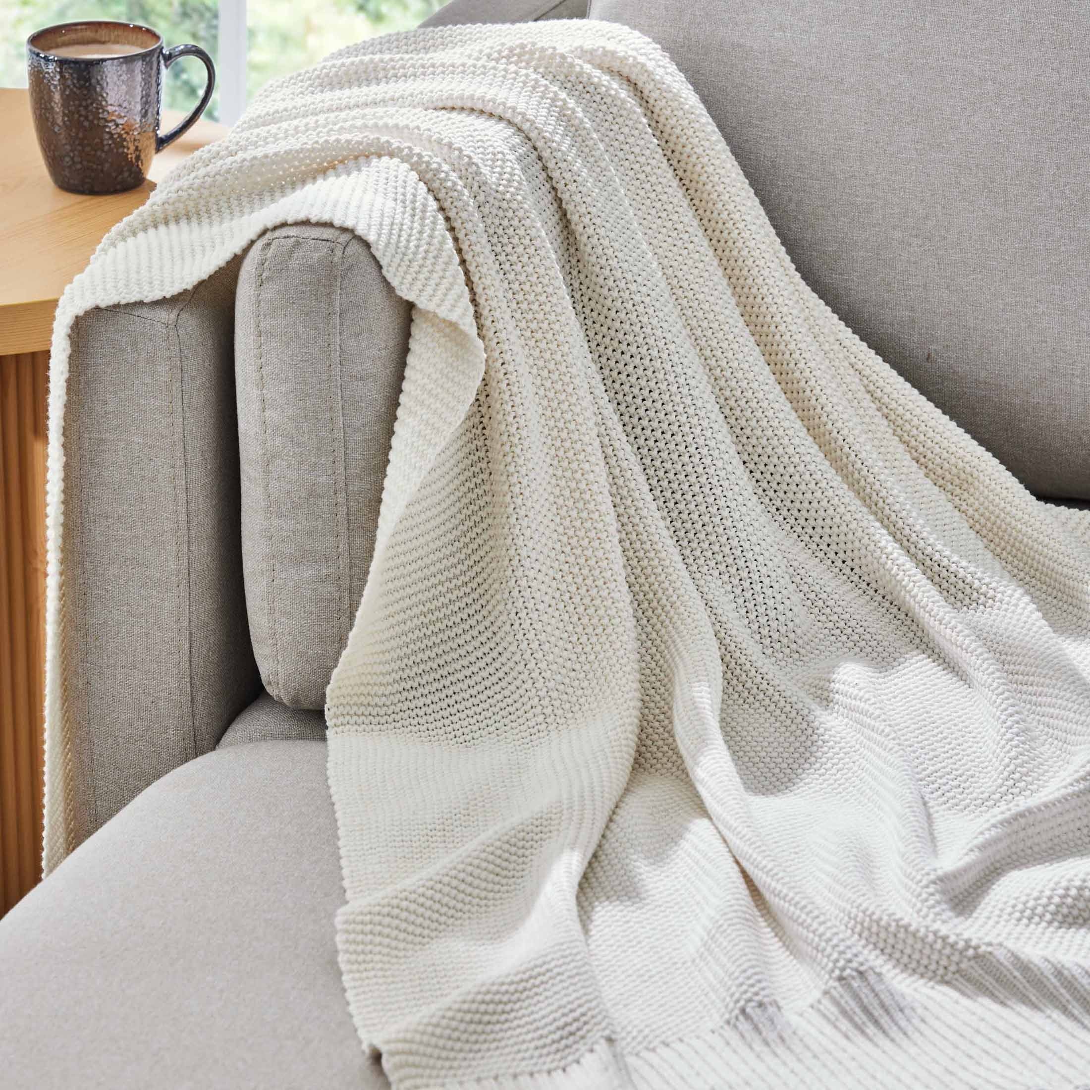 Reversible Sherpa Chunky Knit Papyrus Throw, Cotton-Blend, 50"x60", 2.3 lb, All Ages - Super Soft Reversible Sherpa Flannel Blanket - Default Title
