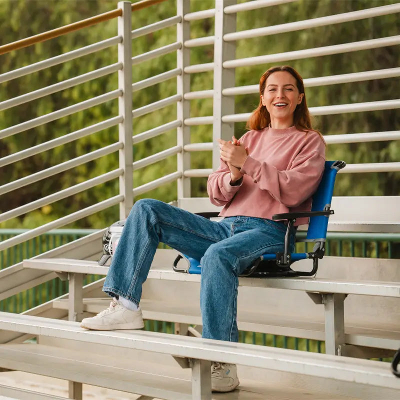 Secure-Hook Big Comfort Stadium Chair with Armrests - Choice 465 - Grandstand Cushion Seat with Secure Under-Bench Hooks Detail
