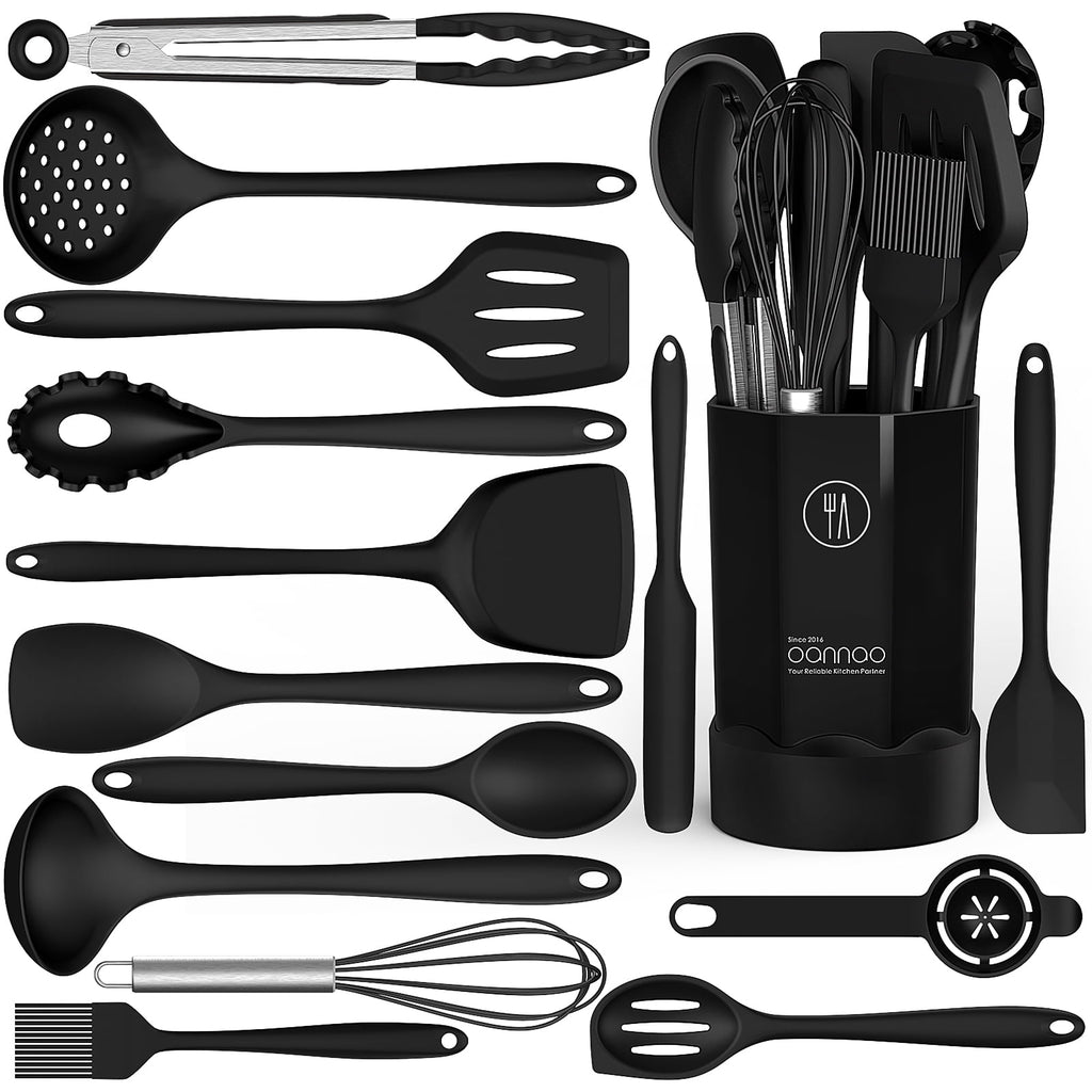 Innovative Silicone Cooking Utensils Set - 446°F Heat Resistant Kitchen Utensils,Turner Tongs,Spatula,Spoon,Brush,Whisk,Ki... - Multi-Functional Manual Food Chopper & Slicer - Default Title