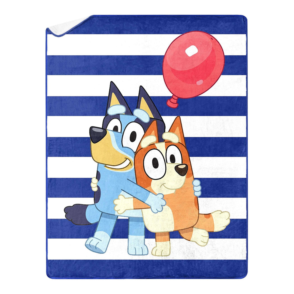 Decorative Knitted Happy Hugs Kids Silk Touch Throw Blanket with Sherpa Reverse, 46 x 60 inches Blue – Soft Plush Fleece Throw Blanket - Luxury Knitted Decorative Throw Blanket with Fringes - Default Title