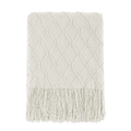 Lightweight Warm Rhombus Beige Throw Blanket, Soft and Lightweight, 50"x 60" - Luxury Knitted Decorative Throw Blanket with Fringes - Default Title