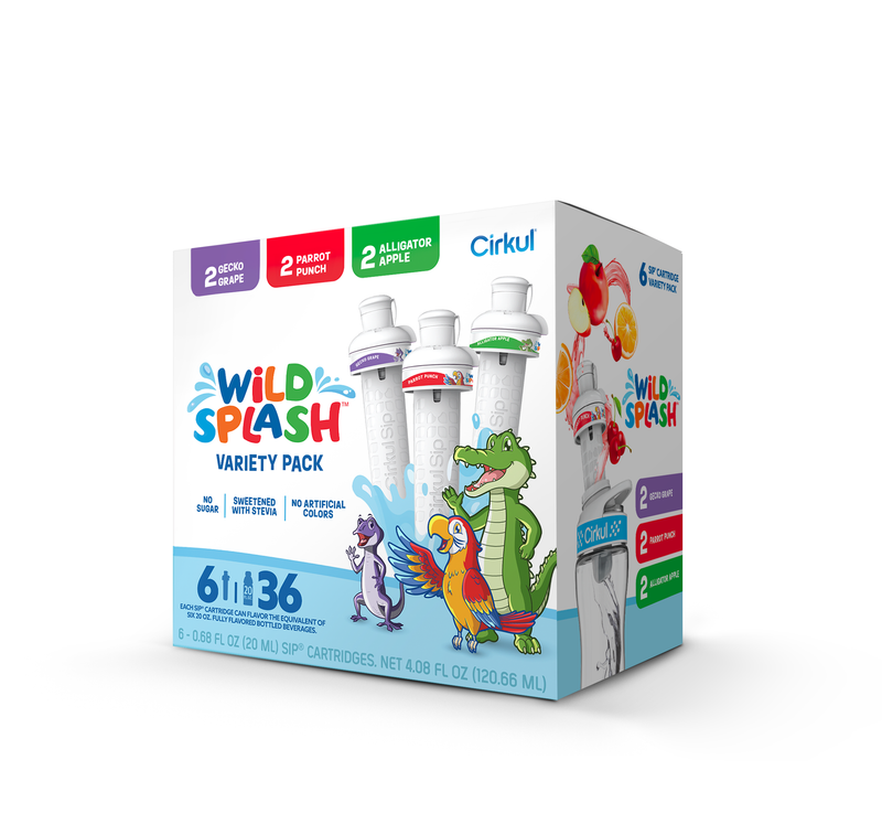 Natural Fruit Flavored Wild Splash 6-Pack Variety Pack 2TB7 - Electrolyte Hydration Enhanced Taste Cartridges Detail