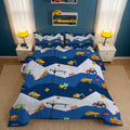 Hypoallergenic Cloud Car Comforter Set Construction Bedding Set for Boys Kids Trucks Comforter Cartoon Car Excavator Tractor Blue 3Pcs Twin - Hypoallergenic Ultra-Fluffy Quilt for Winter - Default Title