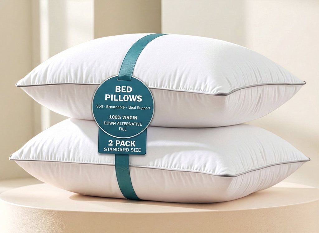 Ergonomic Memory Foam Pillows Standard Size Set of 2 – Standard Pillow, Cooling Comfort, Breathable, Easy Care Machine Washable, Perfect fo... - Hotel Quality Plush Sleeping Pillows - Default Title