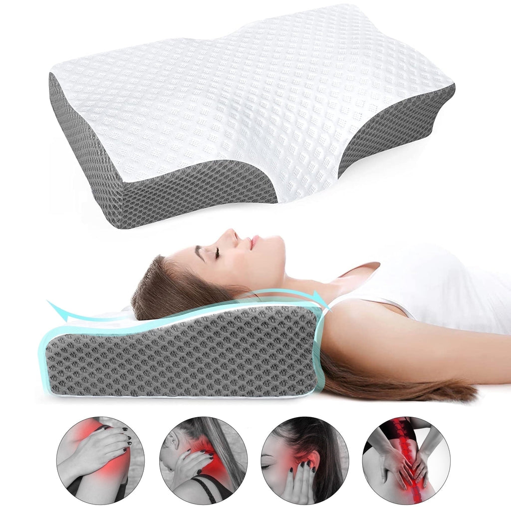 Ergonomic Memory Foam Cervical Neck Pillow for Neck Pain Relief, Ergonomic Memory Foam Pillow Bed Pillows for Body Side Back Stomach Sleepi... - Hotel Quality Plush Sleeping Pillows - Default Title