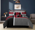 Luxurious Quilted 7-Piece Medallion Patchwork Comforter Set, Full, Red/Gray/Black - All-Season Down Alternative Comforter Insert - Default Title