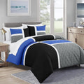 Heavyweight Warmth Bernard 7-Piece Full Bed in a Bag Comforter Set with Sheets, Lightweight Comforter Blue Black Gray Patchwork Quilted ... - Hypoallergenic Ultra-Fluffy Quilt for Winter - Default Title