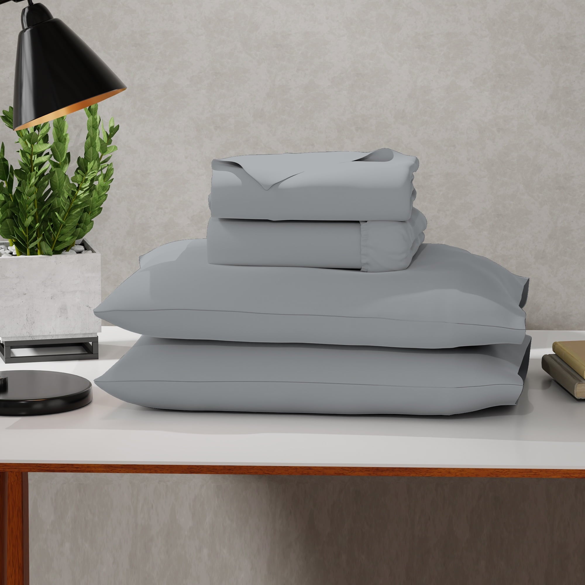 Breathable Luxury Soft Finish Microfiber Percale Queen Bed Sheet Set – 4-Piece Lightweight, Wrinkle-Resistant, Quick-Dry, Light Gray - Luxury Bed Sheet Set with Deep Pockets - Default Title