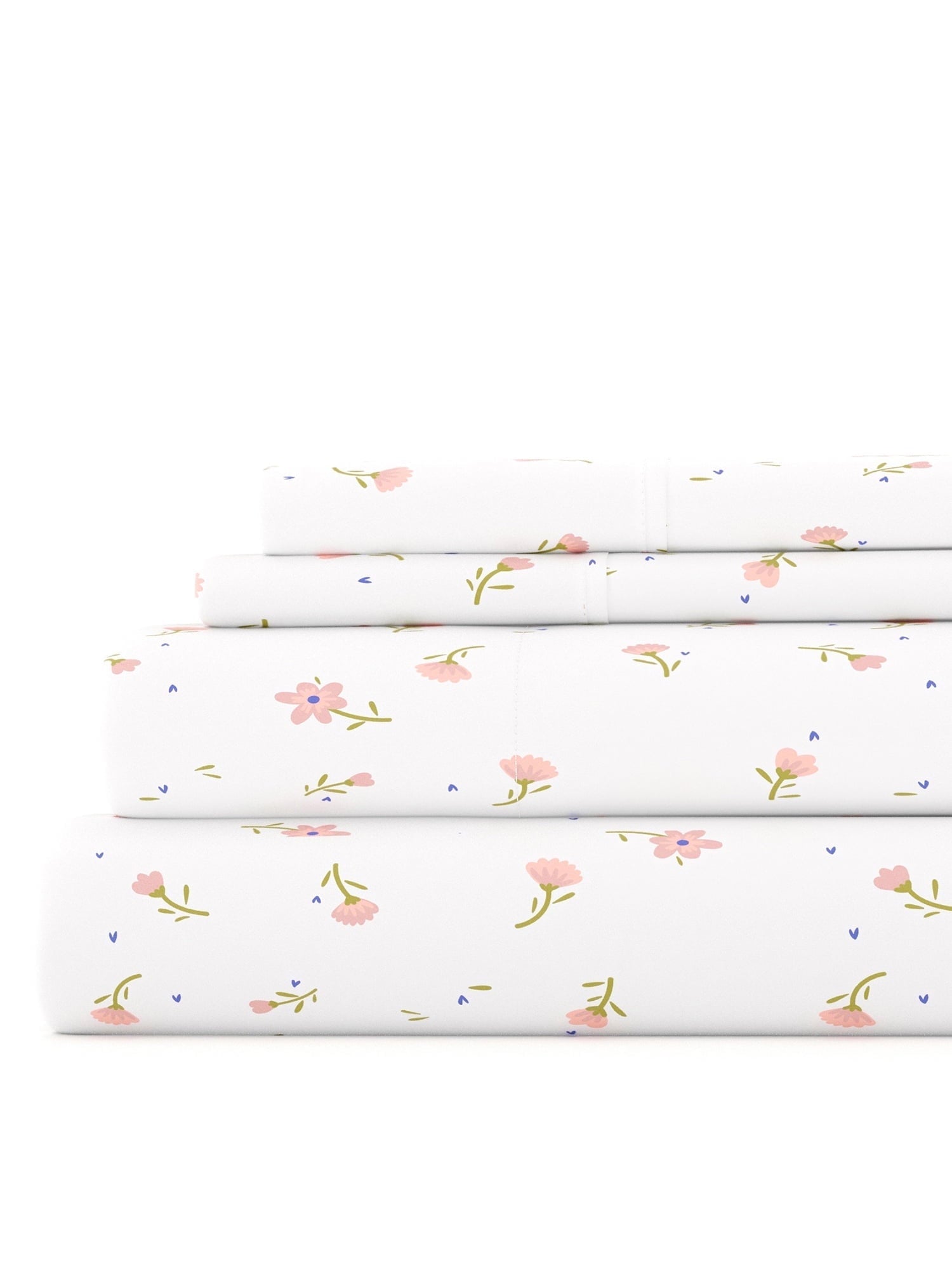 Premium Egyptian Cotton Ultra Soft & Breathable Wrinkle Free Bed Sheets Set - Floral Pink Farmhouse Patterned for Twin Size Bedding - Cooling Hotel Quality Bedding Sheets and Pillowcases - Default Title