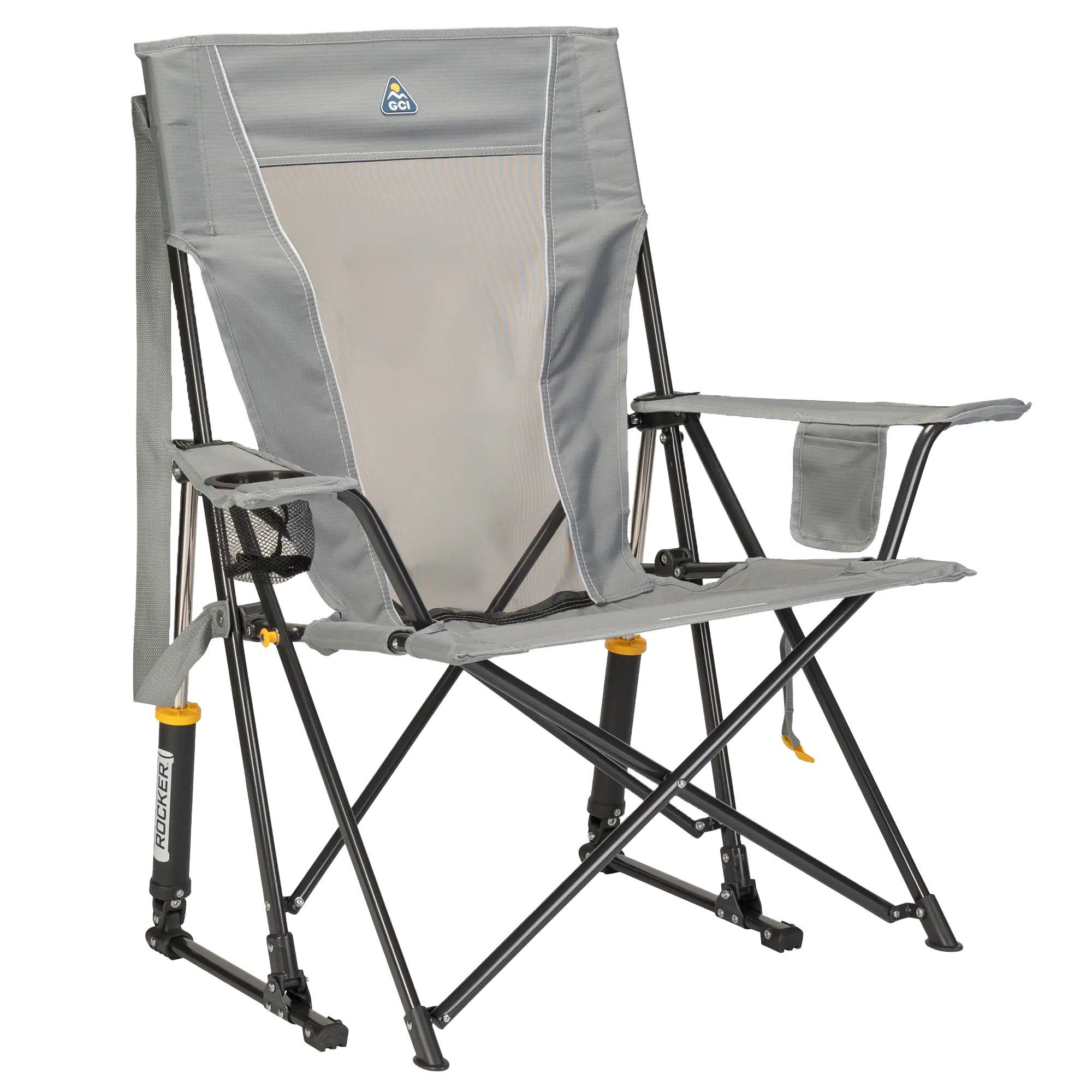 Heavy-Duty Freestyle Comfort Pro Rocker - Choice 375 - Patented Spring-Action Rocking Chair for Camping - Mercury Gray