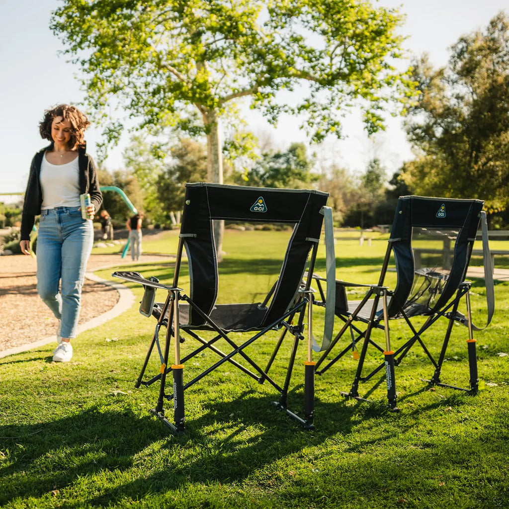 Heavy-Duty Freestyle Comfort Pro Rocker - Choice 375 - Patented Spring-Action Rocking Chair for Camping Detail
