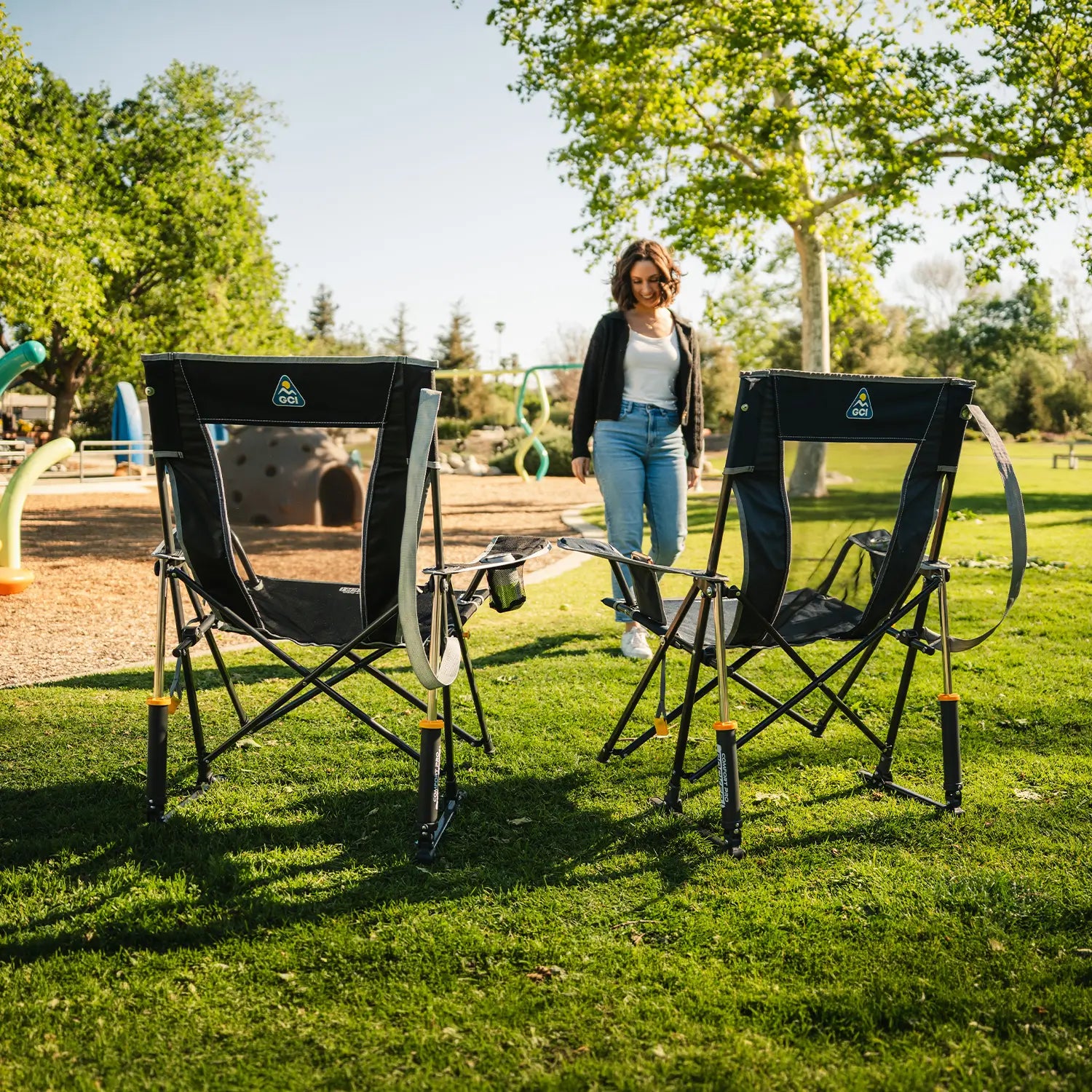 Heavy-Duty Freestyle Comfort Pro Rocker - Choice 375 - Patented Spring-Action Rocking Chair for Camping Detail