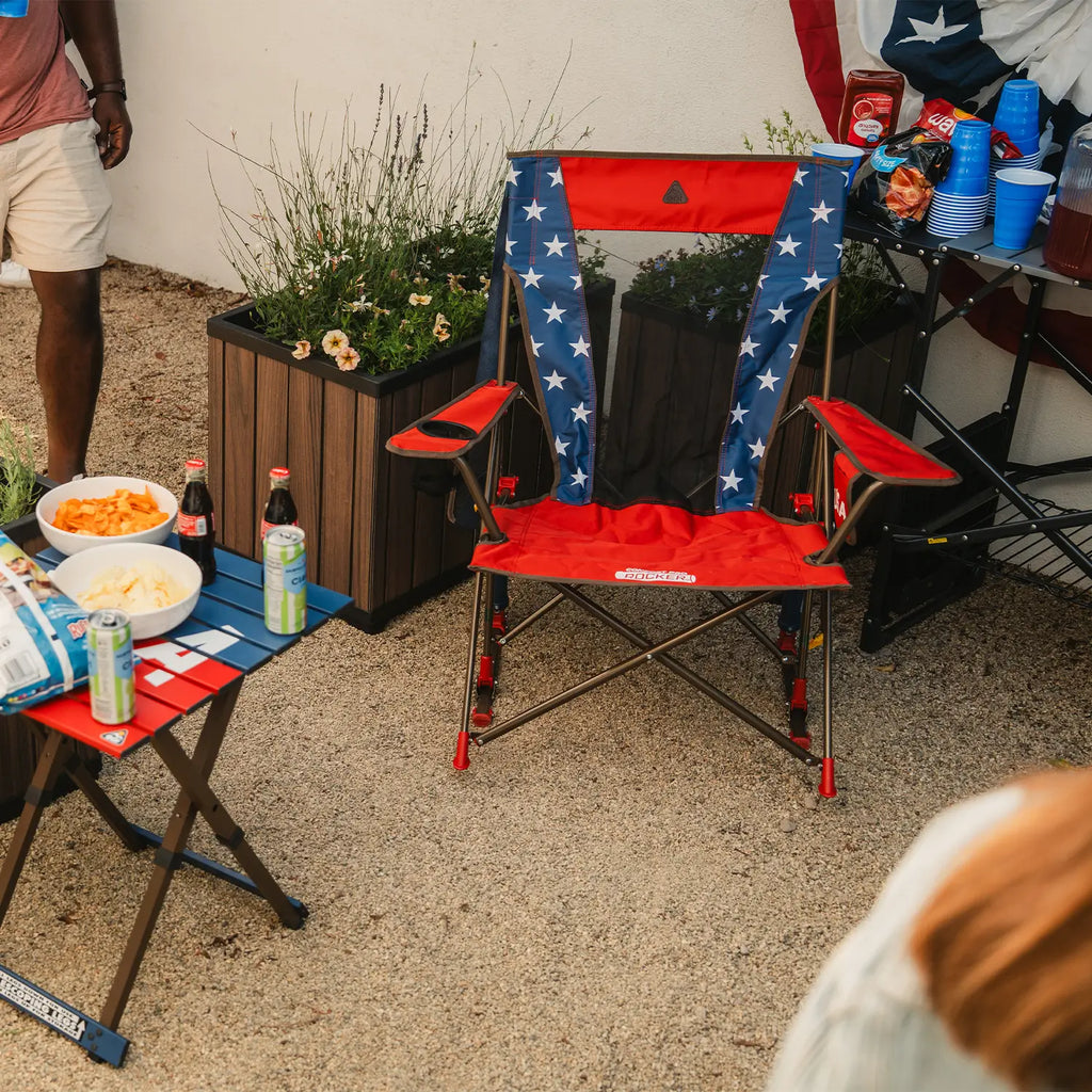 Patented Spring-Action Comfort Pro Rocker - USA Anniversary Deluxe - Choice 424 - Patented Spring-Action Rocking Chair for Camping Detail