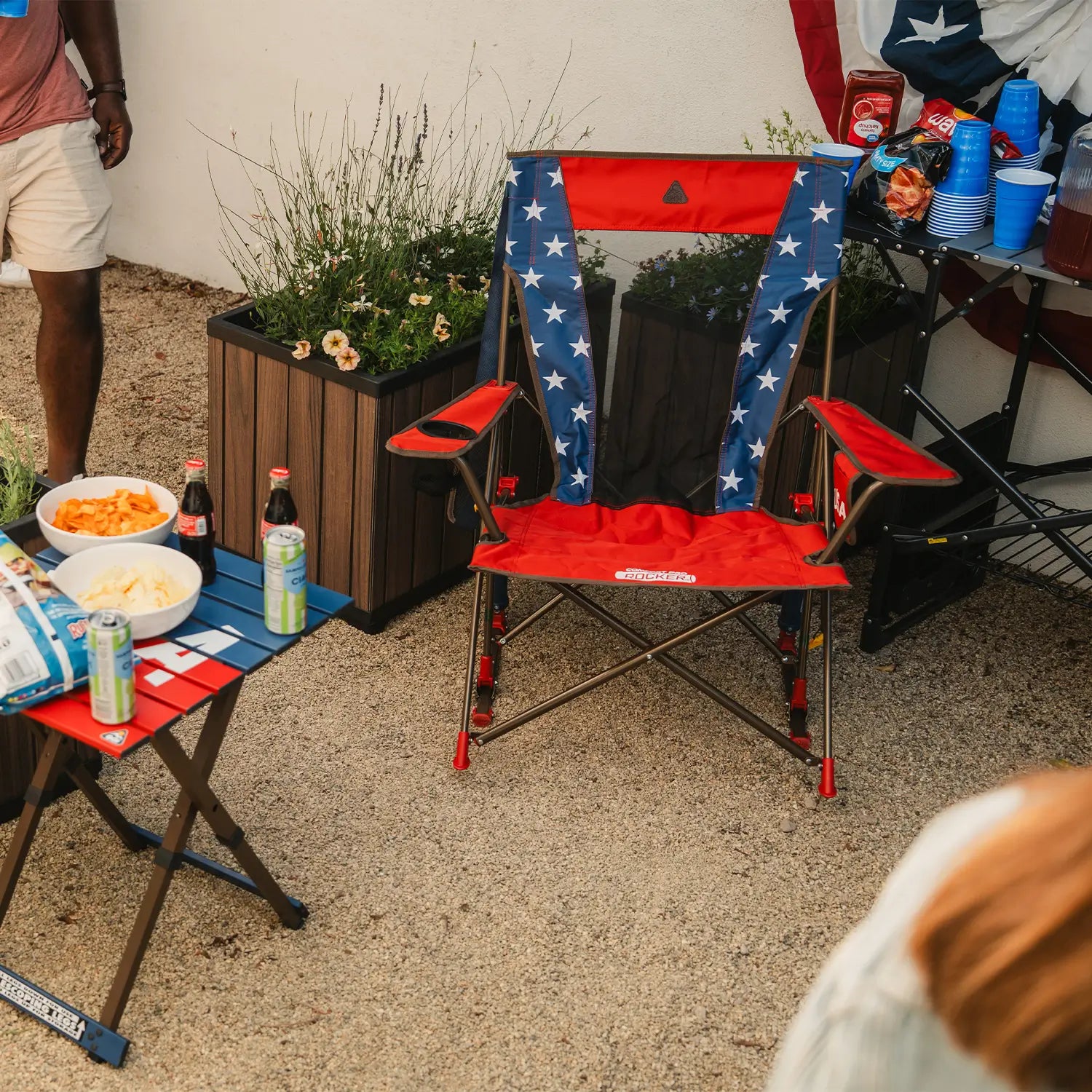 Patented Spring-Action Comfort Pro Rocker - USA Anniversary Deluxe - Choice 424 - Patented Spring-Action Rocking Chair for Camping Detail