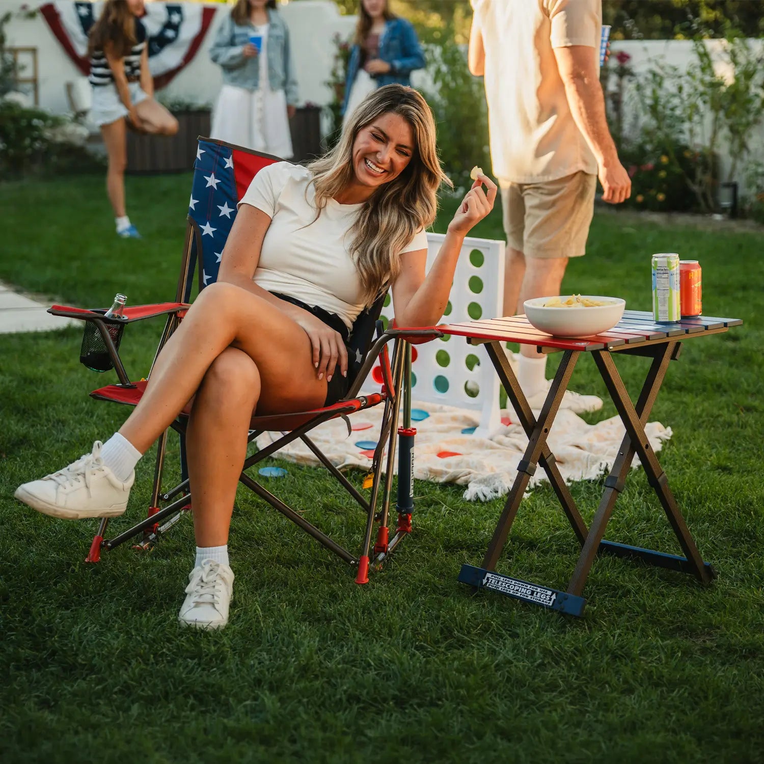 Patented Spring-Action Comfort Pro Rocker - USA Anniversary Deluxe - Choice 424 - Patented Spring-Action Rocking Chair for Camping Detail