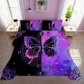 Luxurious Quilted Butterfly Comforter Set Full Size for Girls Kids Teens Black Blue Purple Tie Dye Bedding Set 3 Pieces - Luxurious Quilted Duvet Cover Set - Default Title