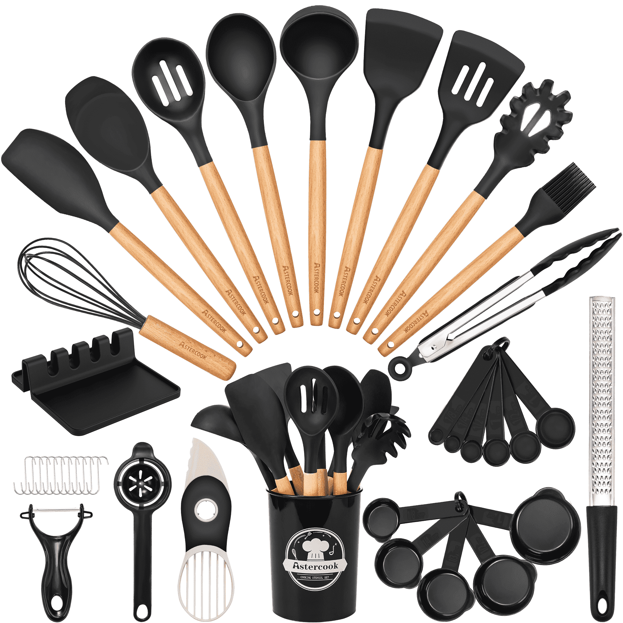 Seamless One-Piece Silicone Cooking Utensils Set, 38 PCS Kitchen Utensils Set for 446°F Heat Resistant, Food Grade Utensil Sets with Woo... - Heat-Resistant Silicone Cooking Spatula Turner - Default Title