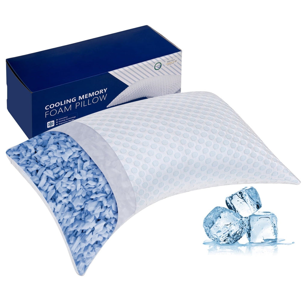 Ergonomic Memory Foam Cooling Shredded Memory Foam Bed Pillows Adjustable Firm Support Pillow for Side and Back Sleepers Curved Pillows Set... - Hotel Quality Plush Sleeping Pillows - Default Title