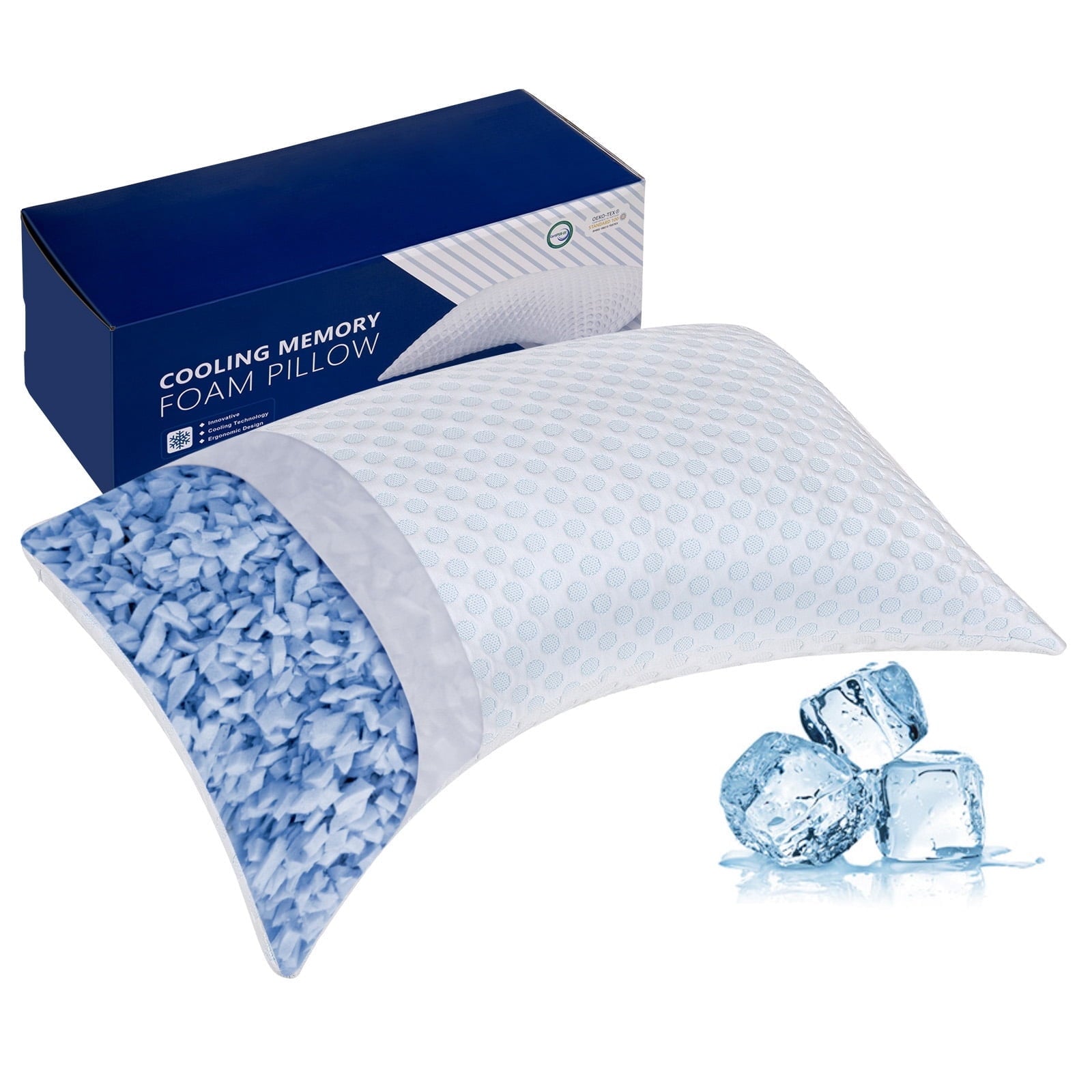 Ergonomic Memory Foam Cooling Shredded Memory Foam Bed Pillows Adjustable Firm Support Pillow for Side and Back Sleepers Curved Pillows Set... - Hotel Quality Plush Sleeping Pillows - Default Title