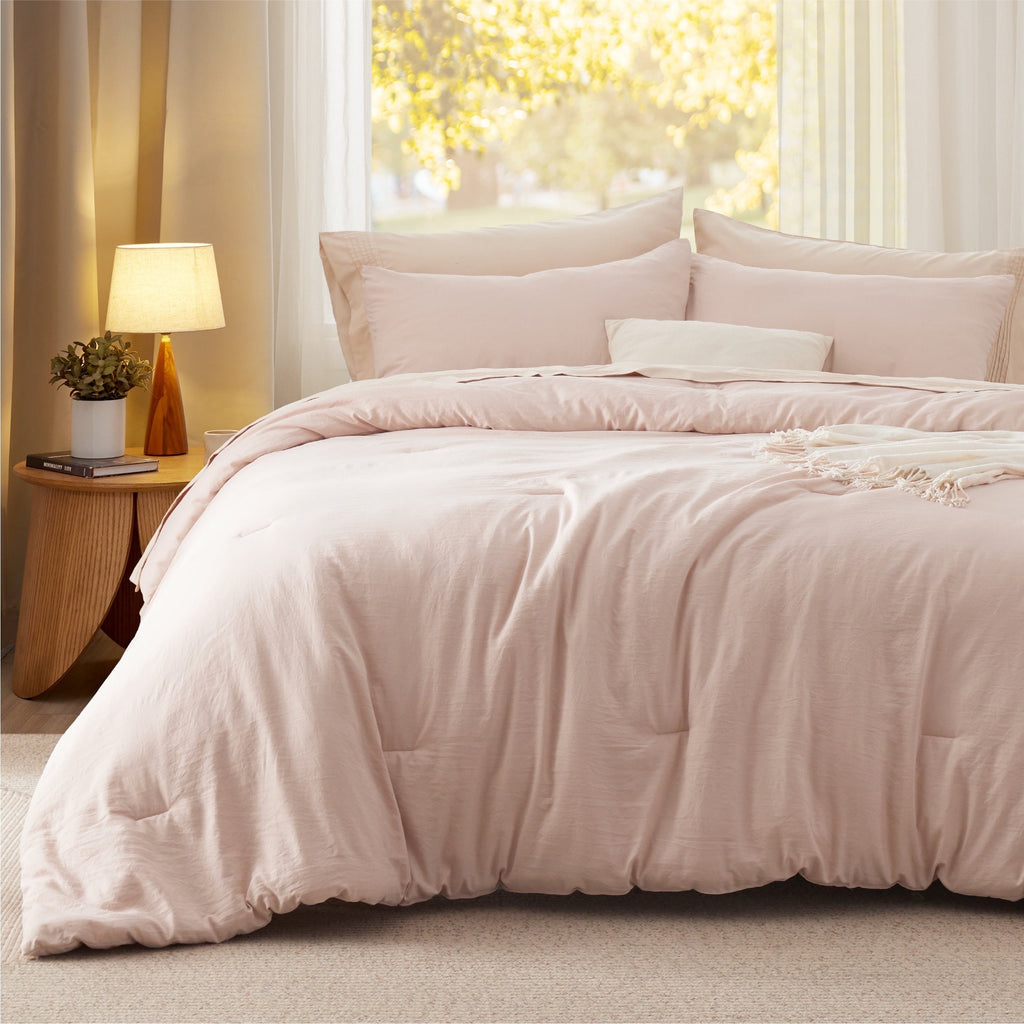 Luxurious Quilted 2 Pieces Twin Comforter Bedding Set, Pink Comforter Set for All Seasons, 1 Lightweight Prewashed Comforter and 1 Pill... - All-Season Down Alternative Comforter Insert - Default Title