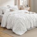 Luxurious Quilted White Queen Comforter Set- 7 Pieces Pintuck Bedding Set with Comforters, Sheets, Pillowcases & Shams - Cloud-Like Soft Lightweight Bed Comforter - Default Title