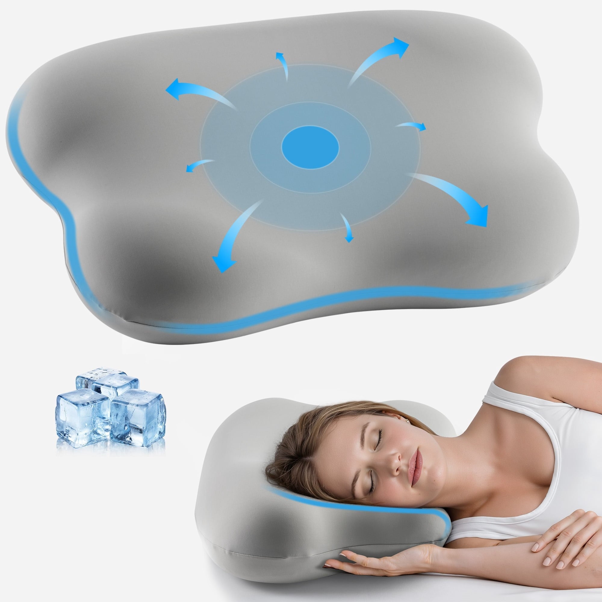 Fluffy Shredded Cervical Pillow Orthopedic Cervical Pillow for Neck Pain Relief, Memory Foam Bed Pillow with Pillowcase, Contour Bed ... - Hotel Quality Plush Sleeping Pillows - Default Title