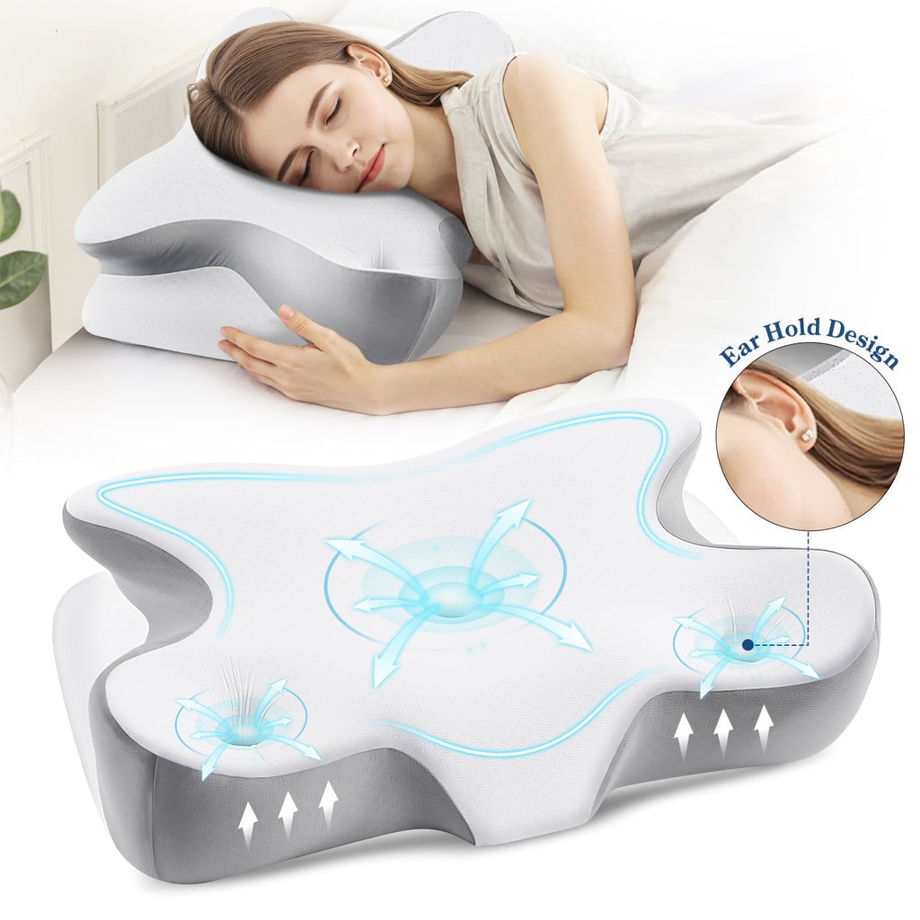 Decorative Plump Cervical Pillow for Neck and Shoulder, Ergonomic Side Sleeper Pillow for Neck Support, Contour Memory Foam Pillows fo... - Hotel Quality Plush Sleeping Pillows - Default Title